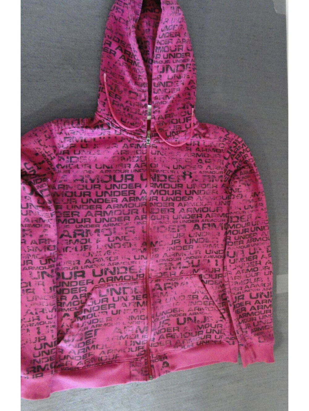 UNDER ARMOUR 100% POLYESTER FULL ZIP PINK GRAFITTI ART HOODIE MEDIUM